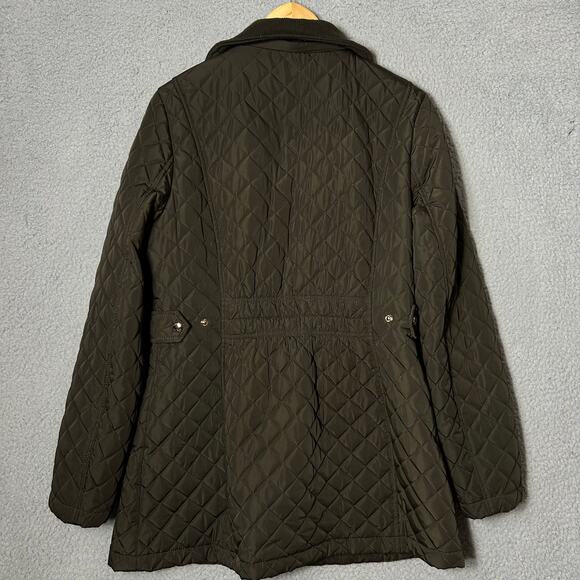 Calvin Klein Coat Womens M/L Green Collared Quilted Pockets Jacket READ - Picture 2 of 12